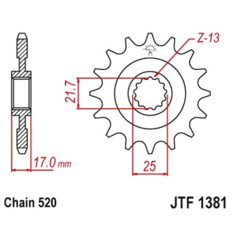 Kit de cadena EK/JT 520 SRX2 - 15/41-112 - Corona acero standard