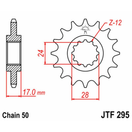 Kit de cadena EK/JT 530 MVXZ2 - 15/43-110 - Corona acero standard