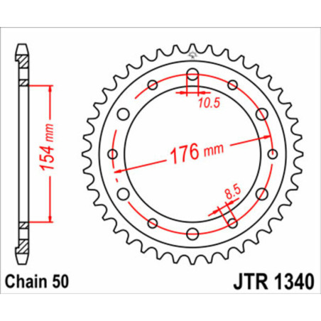 Kit de cadena EK/JT 530 MVXZ2 - 16/44-116 - Corona acero standard