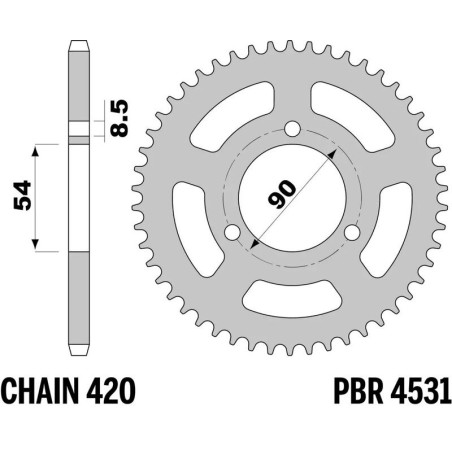 Kit cadena EK/PBR 420SR 11/48-126 - corona estándar