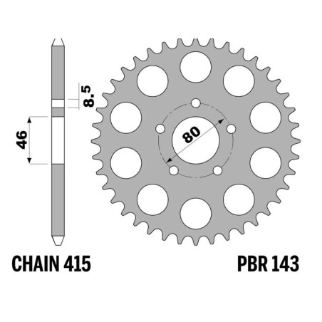 Kit de cadena EK/PBR 415RR 12/42-122 - corona standard