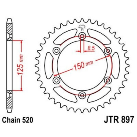 Kit de cadena EK/JT 520ZVX3 14/46-116 - corona Standard