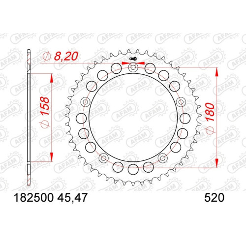 Kit de cadena AFAM 520XSR 15/43-116 - corona standard
