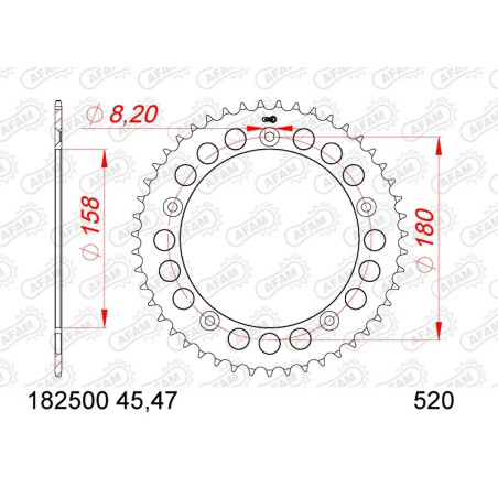 Kit de cadena AFAM 520XSR 15/43-116 - corona standard