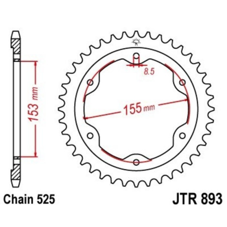 Kit cadena EK/JT 525ZVX3 17/38-112 - corona standard