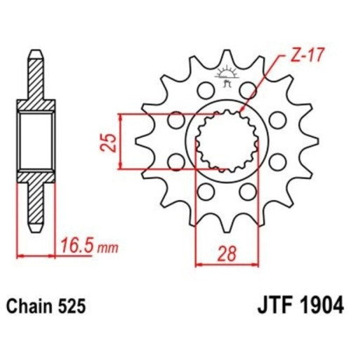 Kit cadena EK/JT 525ZVX3 17/38-112 - corona standard