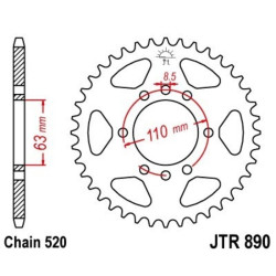 Kit cadena EK/JT 520SRX2 14/45-118 - corona standard 2