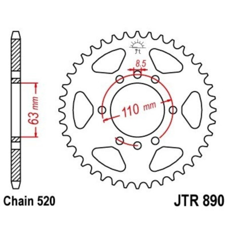 Kit cadena EK/JT 520SRX2 14/45-118 - corona standard