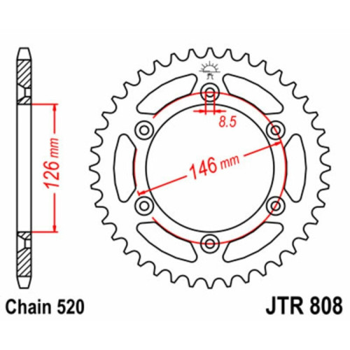 Kit cadena EK/JT 520SRX2 15/43-112 - corona standard