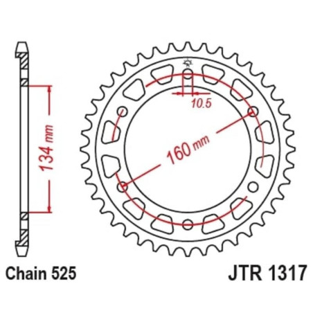 Kit cadena EK/JT 525ZVX3 16/40-122 - corona standard