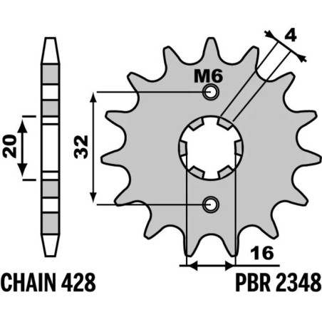 Kit cadena EK/JT 428SR 14/45-122 - corona standard