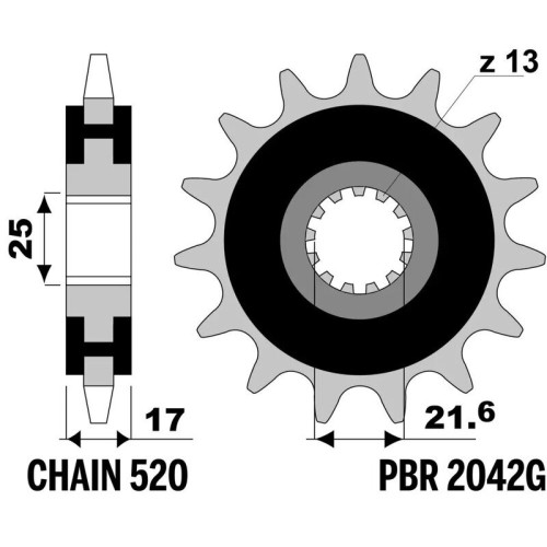 Kit cadena EK/PBR 520SRX2 15/43-114 - corona estándar