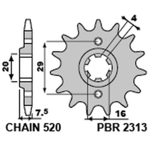 Piñón PBR acero estándar 2313 - 520