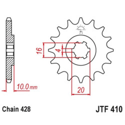 Piñón JT SPROCKETS acero estándar 410 - Paso 428 2