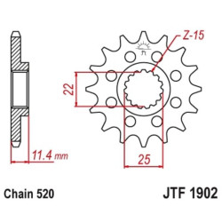 Piñón con goma anti-ruido JT SPROCKETS acero 1902 - 520