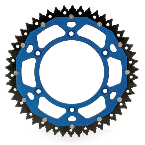 Corona ART doble compuesto (aluminio/acero) ultraligera autolimpiable - 51 dientes, paso 520, Azul