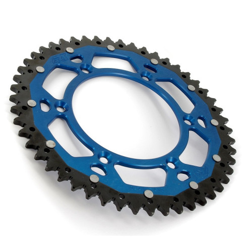Corona ART doble compuesto (aluminio/acero) ultraligera autolimpiable - 51 dientes, paso 520, Azul
