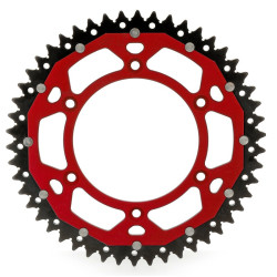 Corona ART doble compuesto (aluminio/acero) ultraligera autolimpiable - 51 dientes, paso 520, Roja