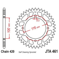 Corona JT Aluminio negro JT 461 con 51 dientes