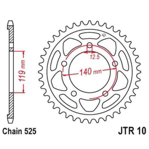 Corona JT 10 de acero con 45 dientes
