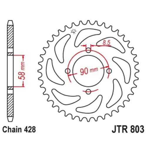 Corona JT 803 de acero con 45 dientes