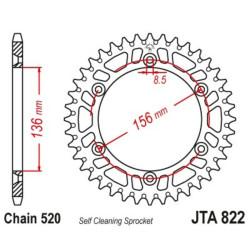Corona JT Aluminio negro JT 822 con 51 dientes
