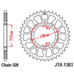 Corona JT Aluminio negro JT 1303 con 46 dientes