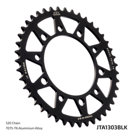Corona JT Aluminio negro JT 1303 con 46 dientes