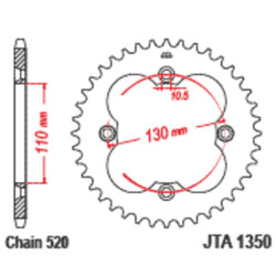 Corona JT Aluminio negro JT 1350 con 38 dientes