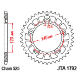 Corona JT Aluminio negro JT 1792 con 43 dientes