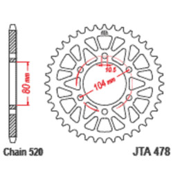 Corona JT Aluminio negro JT 478 con 45 dientes 2