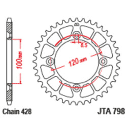 Corona JT Aluminio negro JT 798 con 52 dientes