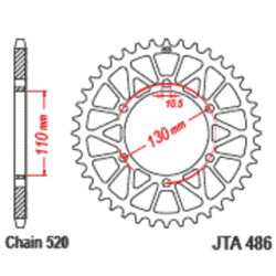 Corona JT Aluminio negro JT 486 con 43 dientes