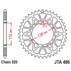 Corona JT Aluminio negro JT 486 con 43 dientes 2