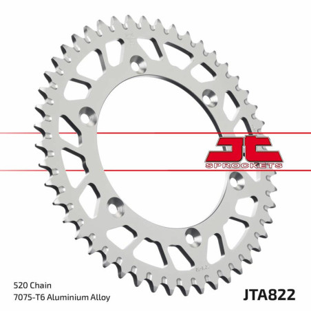 Corona JT Aluminio negro JT 822 con 53 dientes