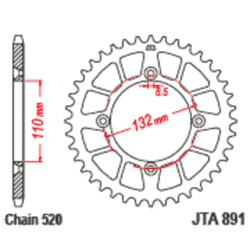 Corona JT Aluminio negro JT 891 con 46 dientes 2