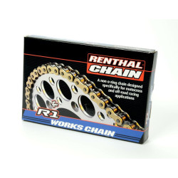 Cadena Renthal 420R1 con 128 eslabones negro/oro
