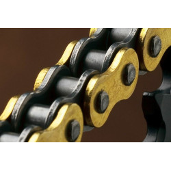 Cadena Renthal 420R1 con 130 eslabones negro/oro 2