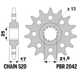 Piñón PBR acero estándar 2042 - 520