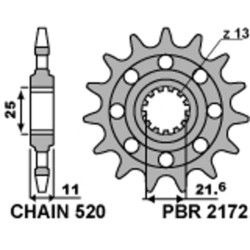 Piñón PBR acero estándar 2172 - 520
