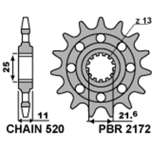 Piñón PBR acero estándar 2172 - 520