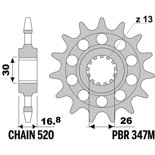Piñón PBR acero estándar 347M - 520