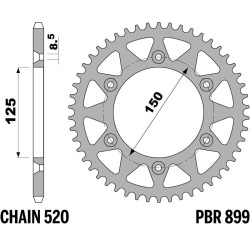 Corona PBR acero C45 estándar 899 - 520