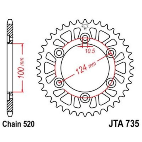 Corona JT 735 de aluminio con 41 dientes