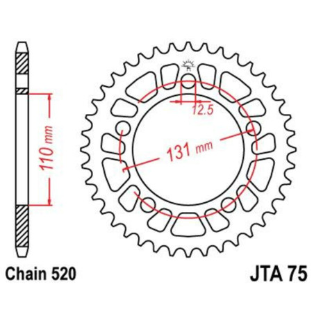 Corona JT SPROCKETS aluminio ultraligera 75 - Paso 520