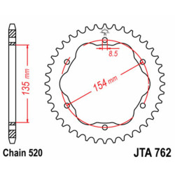 Corona JT SPROCKETS aluminio ultraligera 762 - Paso 520 - Requiere portacoronas JT SPROCKETS