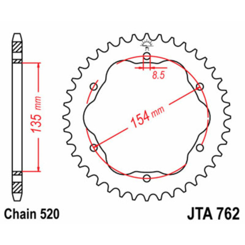 Corona JT SPROCKETS aluminio ultraligera 762 - Paso 520 - Requiere portacoronas JT SPROCKETS
