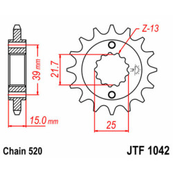 Piñón JT SPROCKETS acero estándar 1042 - Paso 520 2