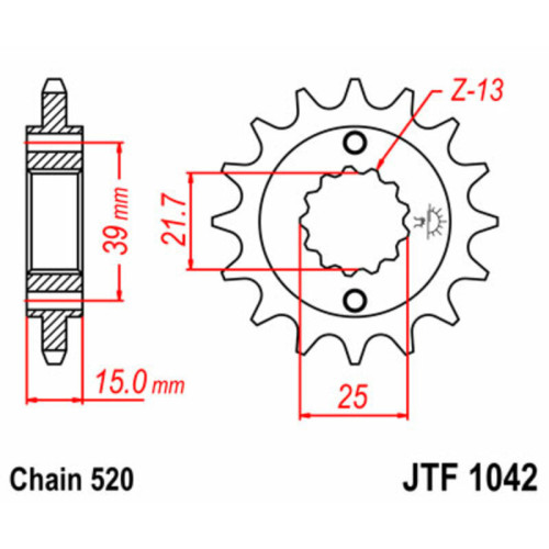Piñón JT SPROCKETS acero estándar 1042 - Paso 520