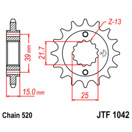 Piñón JT SPROCKETS acero estándar 1042 - Paso 520